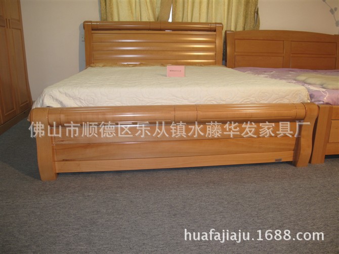 厂家直销木床榉木高箱储物床实木床1.8 米纯实木双人床特价