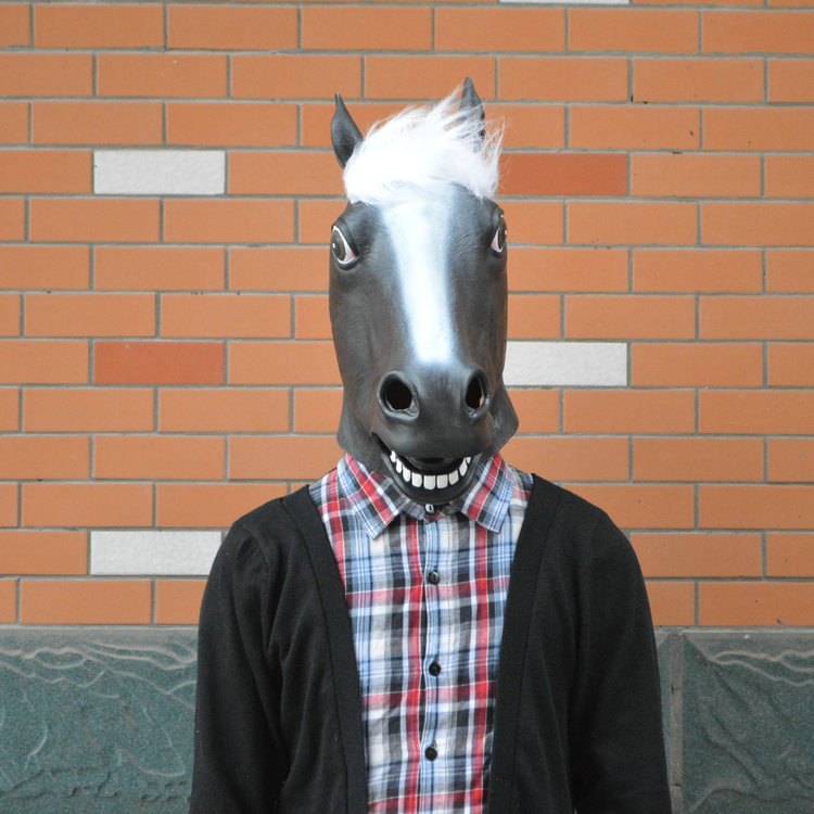 万圣节化妆舞会派对人物装扮道具搞怪整蛊乳胶动物头套cos马面具