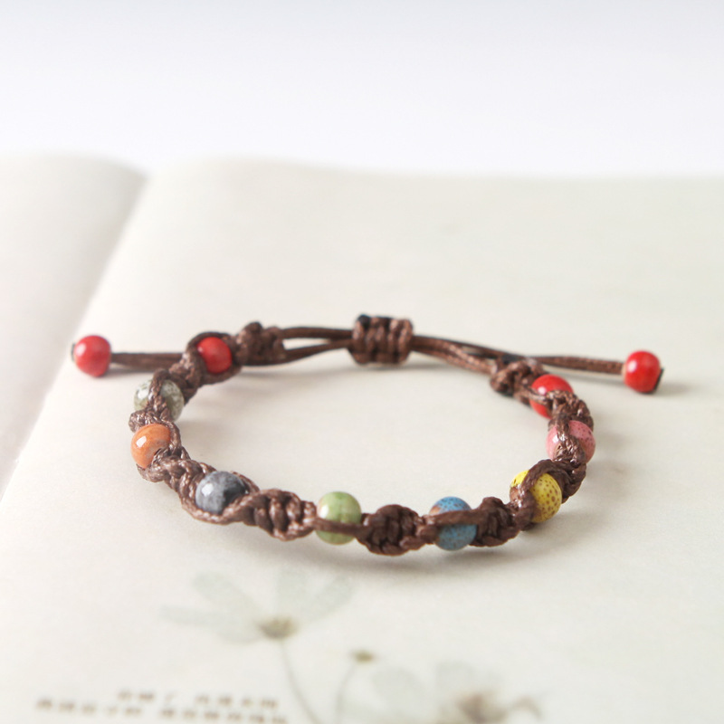 Featured New Jingdezhen Kiln Porcelain Beads Handmade Bracelet Ruili Literary Style Pastoral Simple Style