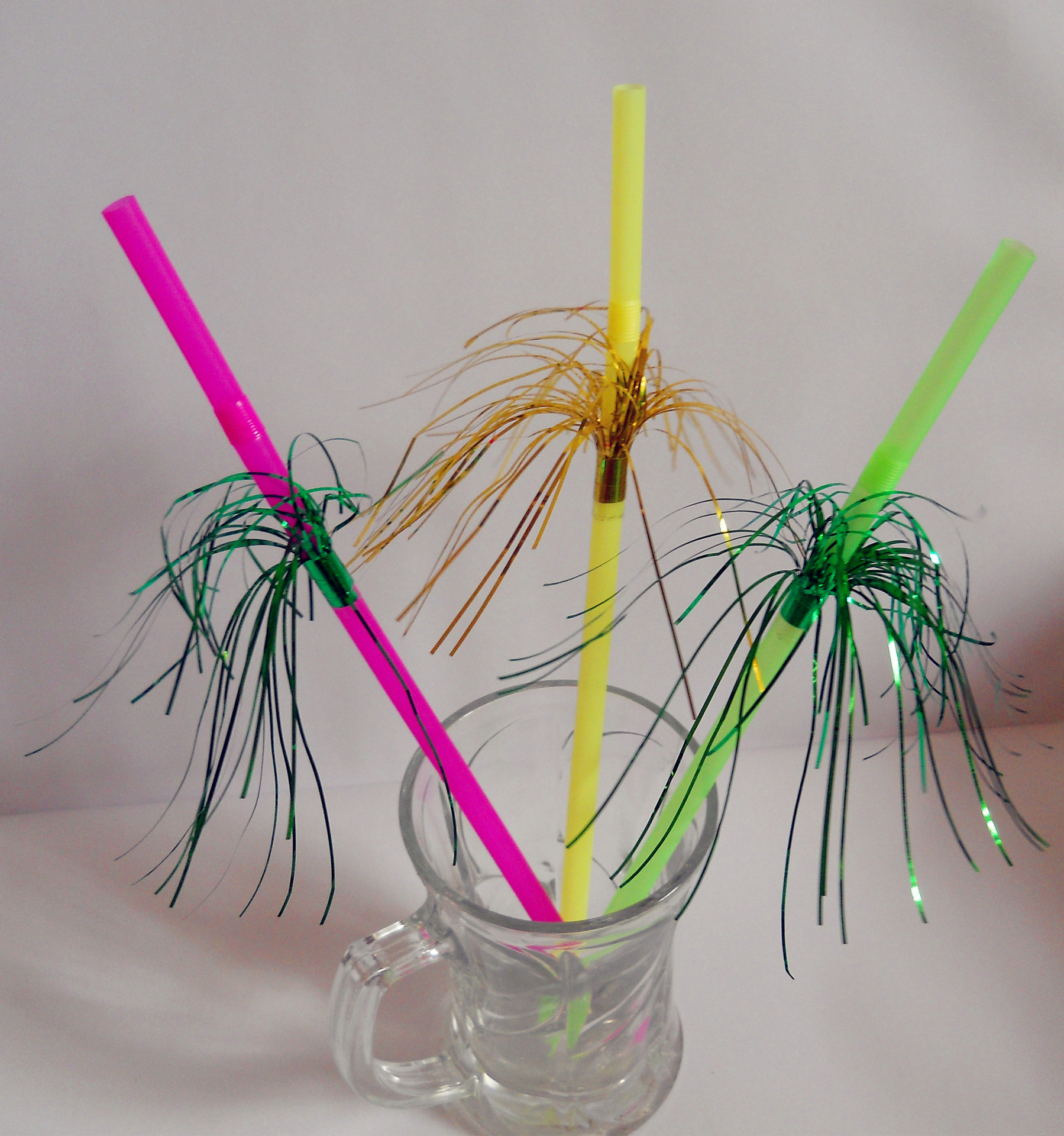 派对饮料果汁 可弯曲造型创意水果吸管 多款元烟花纸蜂窝拉花pp管