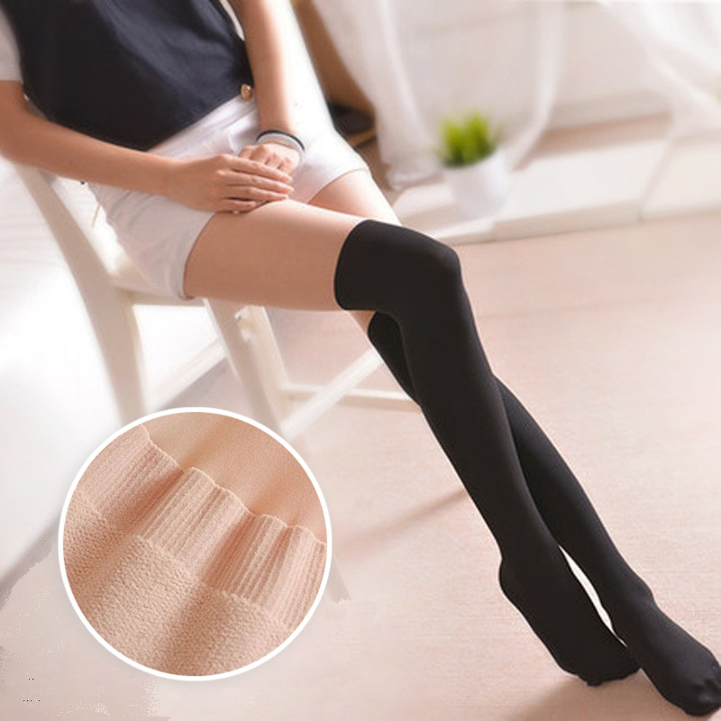 Autumn and Winter New Japanese 360D Terry Thickened Stitching Stockings Even Panty-Hose Bikini Fake Thigh High Thigh Panty-Hose