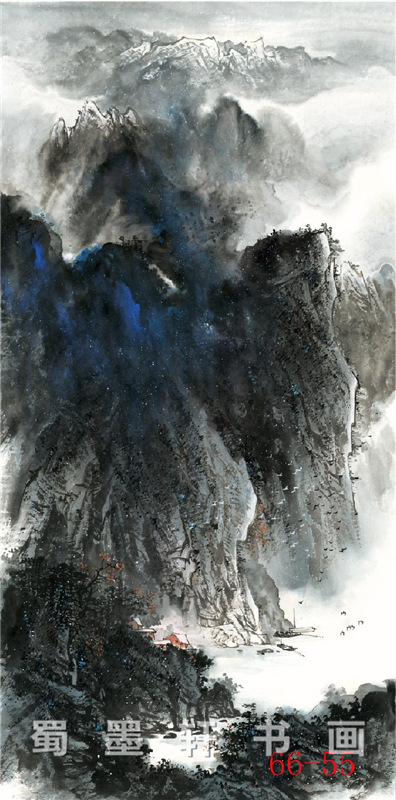 国画 高仿字画 彩墨山水画六尺竖幅66-55装饰书画 高仿真画芯批发