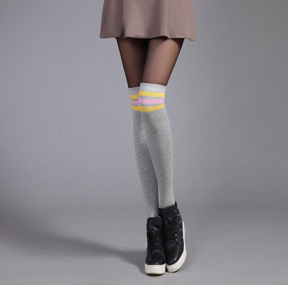 新款秋冬三条杠长筒袜运动骑行过膝女袜子学生袜足球袜