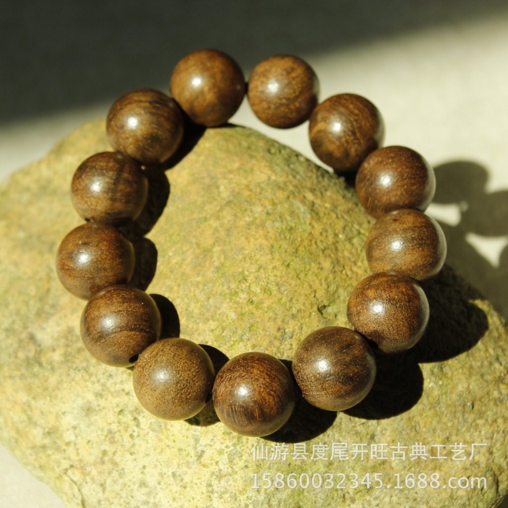 厂家直销 天然越南芽庄沉香皮灰木手串手链念珠18mm 圆.