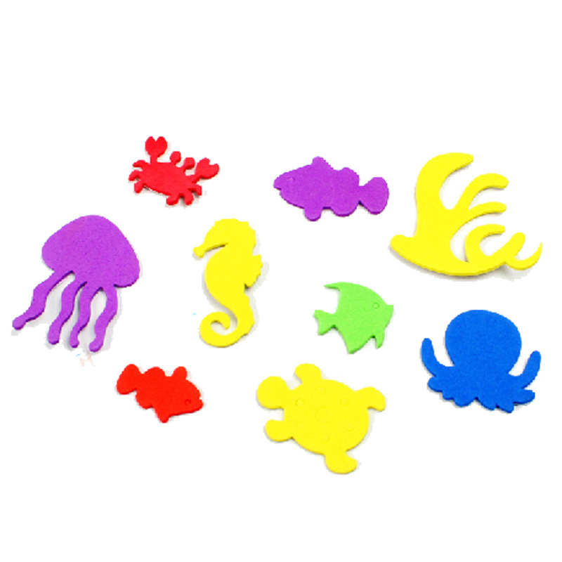 厂家直批幼儿园儿童手工diy玩具eva带胶海洋鱼类贴片海洋动物贴纸