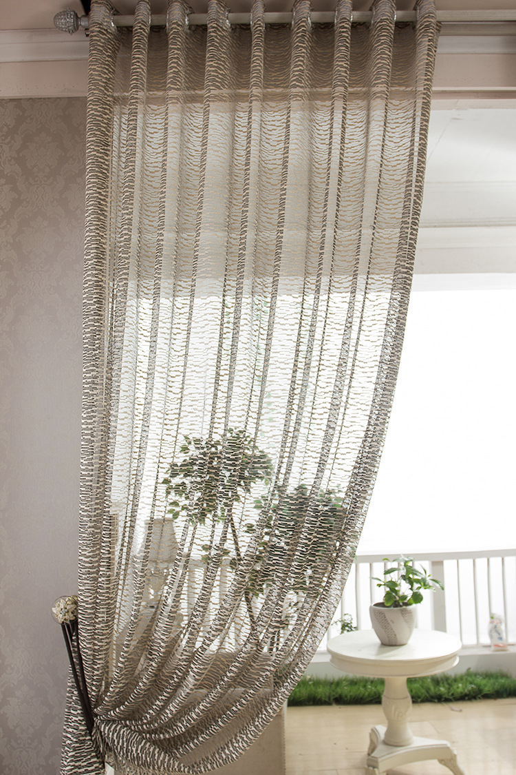 提花窗帘窗纱 镂空透气深色典雅阳台客厅书房装饰 定制直销