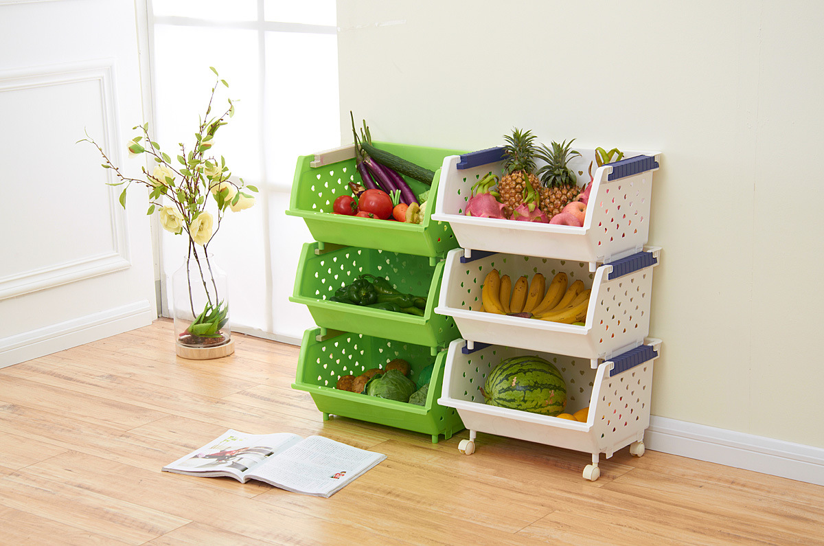 加厚塑料厨房置物架果蔬篮水果蔬菜收纳框储物架日式家用品收纳篮