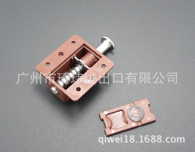 厂家直销塑料弹簧插销 门窗五金配件 自动弹力锁扣 小红锁(32016)