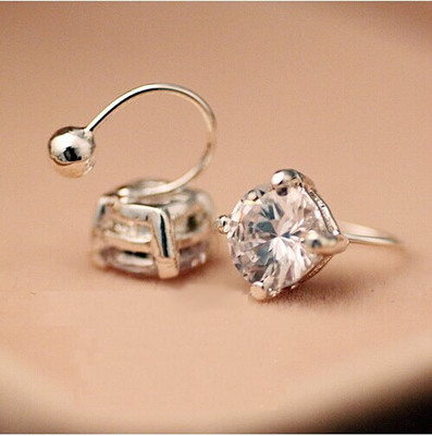 精致白锆石无耳洞耳环耳夹男女生隐形耳夹u型耳夹潮