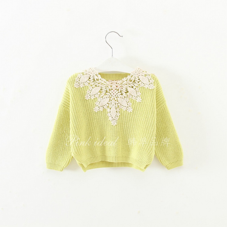 pink ideal 中小女童毛衣厂家批发 甜美花边长袖毛衣330282