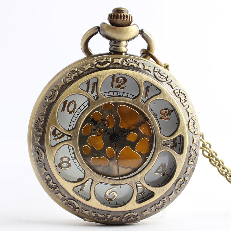 厂家批发复古经典青铜镂空太阳花翻盖怀表 男女百搭大号礼物怀表