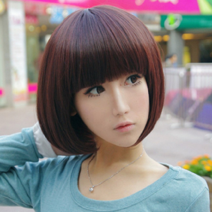 义乌假发批发 女生齐刘海修脸短发jiafa  bobo头波波头假头套发型