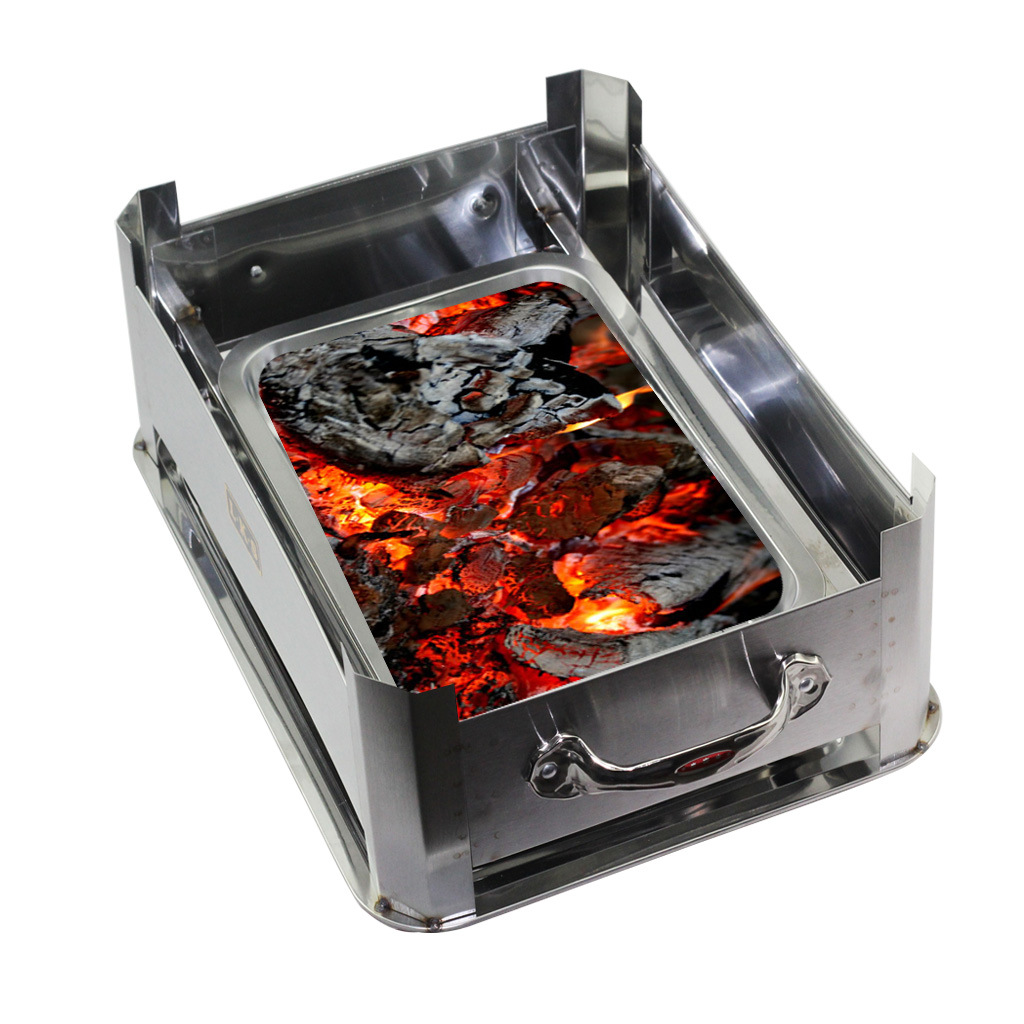 雷克斯c1型不锈钢炭火烤鱼炉方形烤炉配套 加厚通风烧烤火炭火炉