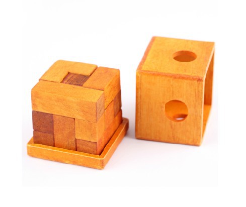 木制玩具益智玩具孔明锁鲁班锁方锁盒装立方体索玛立方榉木