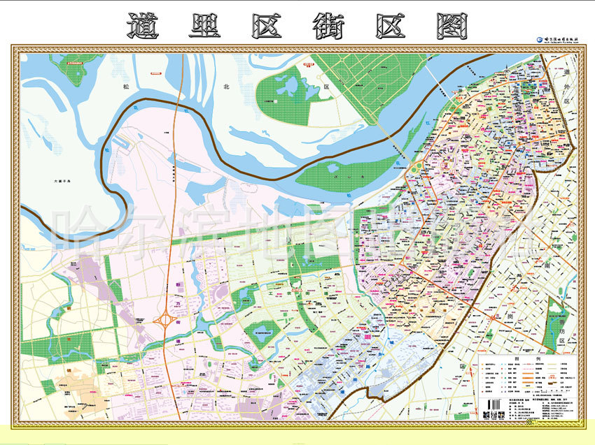 黑龙江省哈尔滨市《道里区街区图》!