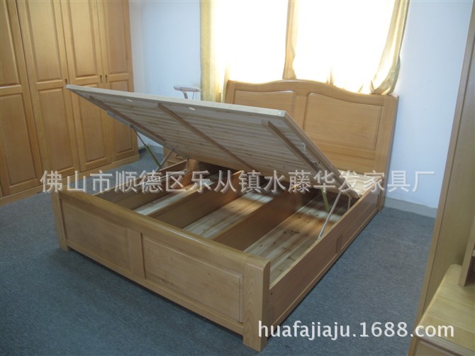 厂家直销木床德国榉木高箱储物床实木床1.8 米纯实木双人床特价