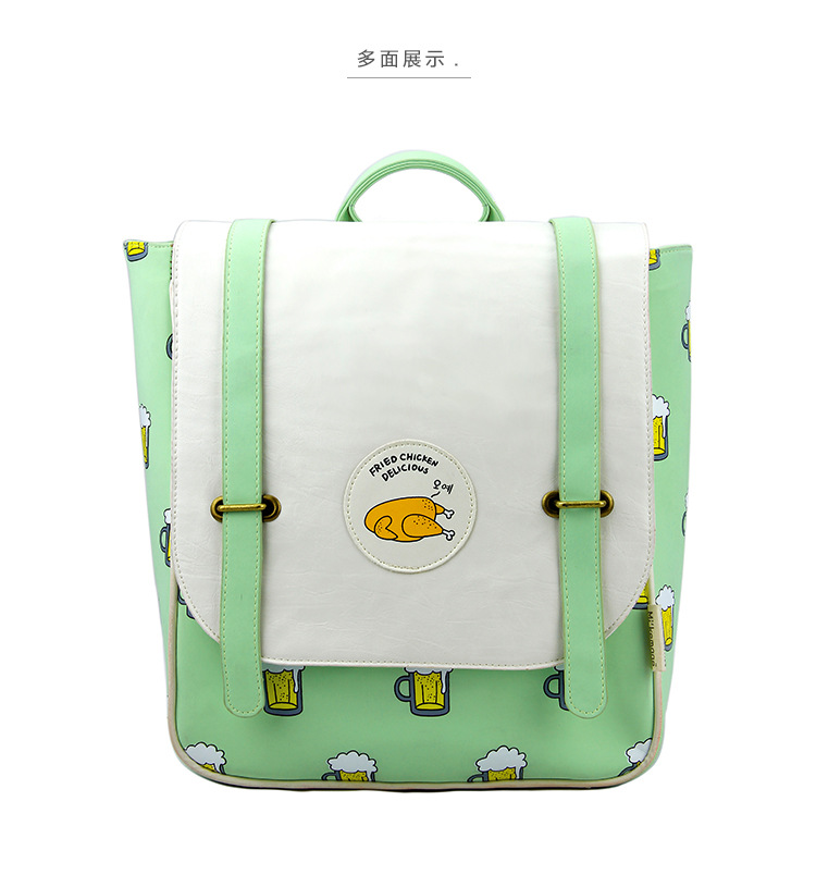 蓝果languo炸鸡和啤酒双肩包2015新款韩版时尚学生多功能背包