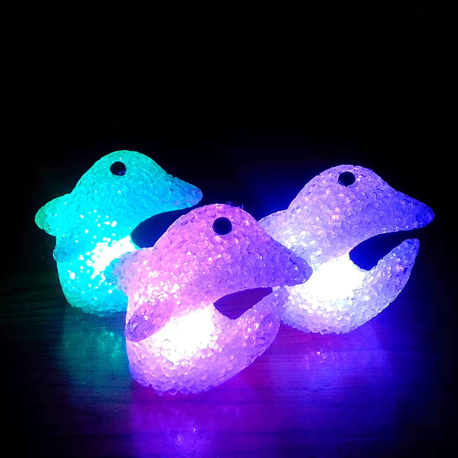 小号 水晶海豚小夜灯批发海豚夜灯水晶海豚七彩小夜灯