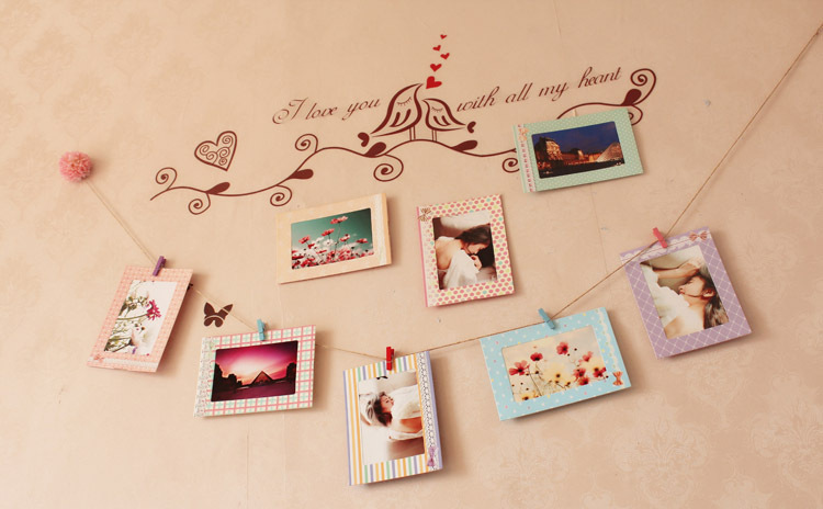 9cm ★适合照片尺寸: 6寸 ★材质:七彩 ★配送:相框8个   麻绳1条