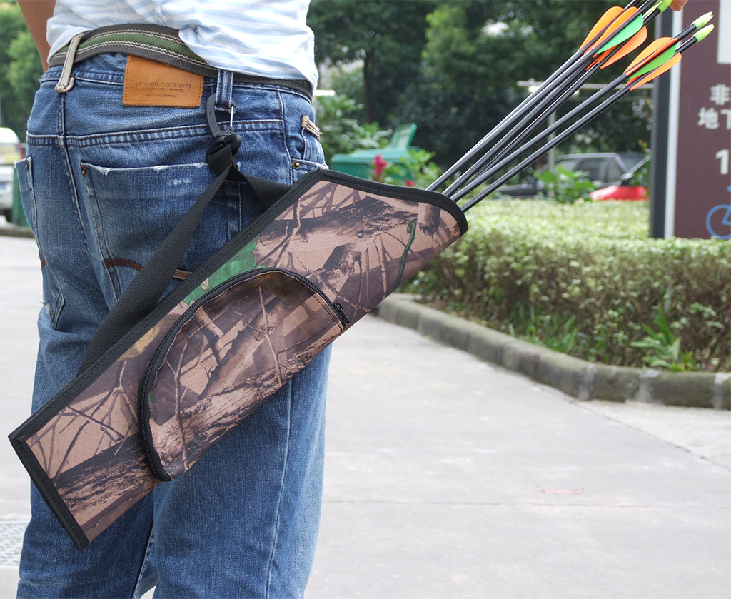 吉岩 迷彩款 射箭打猎箭袋 回箭箭壶 简易腰跨箭囊袋 现货