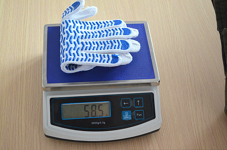 十针线蓝黑波浪防护漂白棉纱手套作业手套 防滑点珠手套 线手套