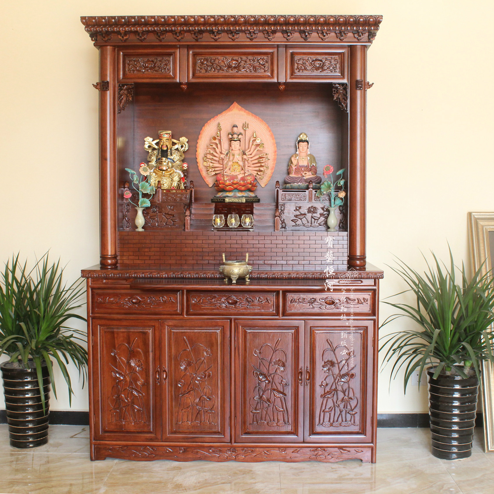 133汉式佛龛 北京佛龛厂家定做 香樟木佛龛 佛堂设计定做