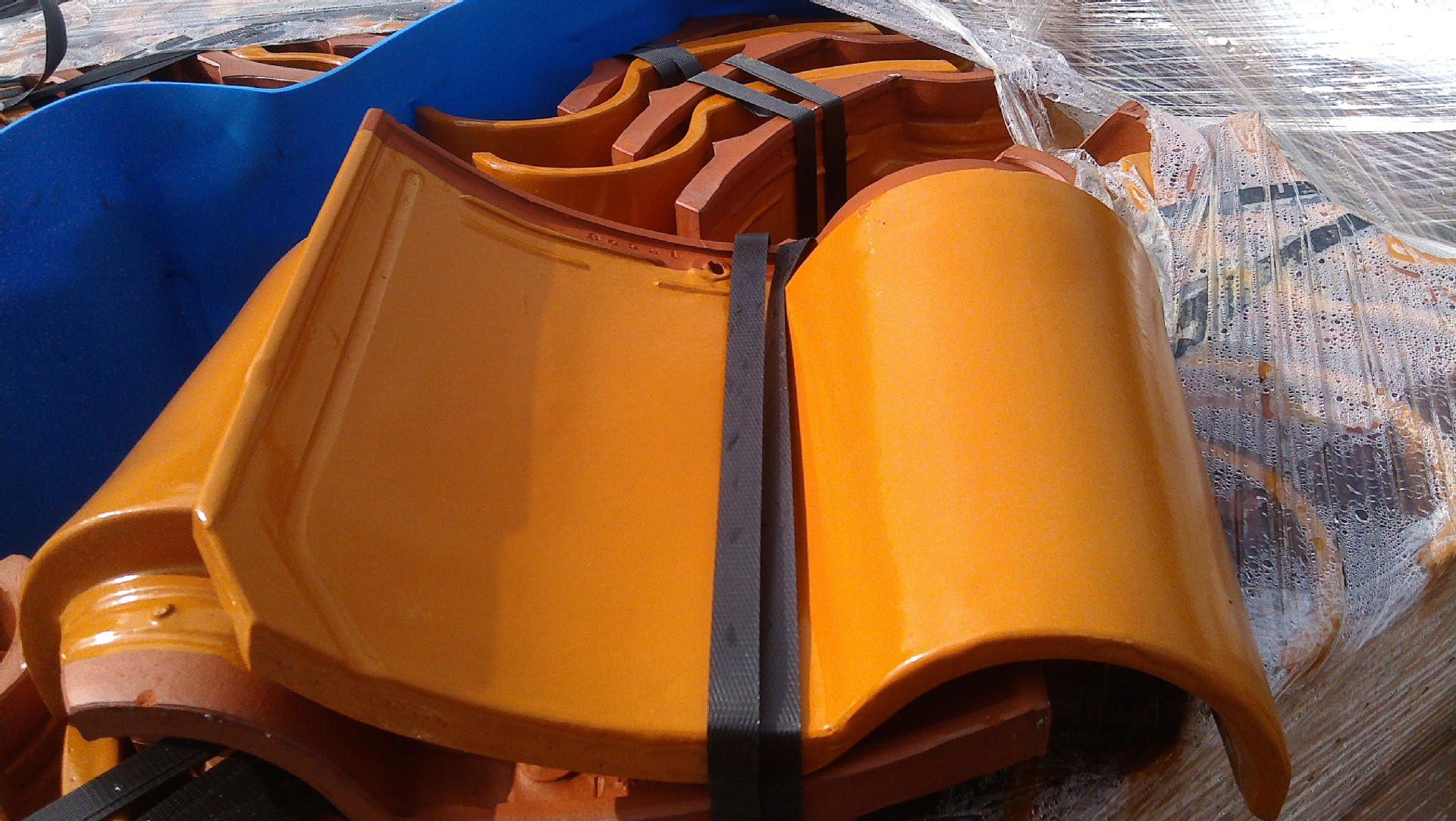 宜兴仿古琉璃瓦屋顶陶瓷唐式 宋式勾头滴水园林粘土烟熏青灰瓦