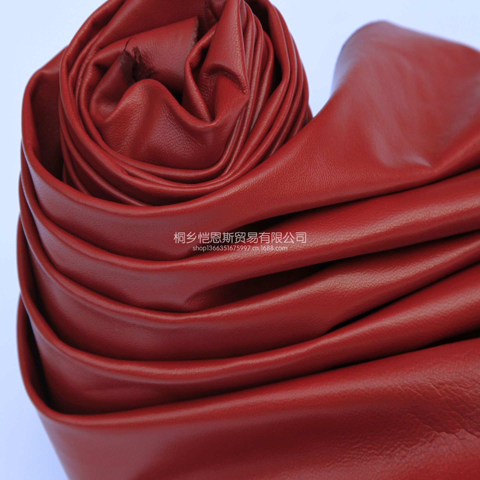 绵羊皮皮革深红色绵羊皮真皮面料女装皮料(现货小批)