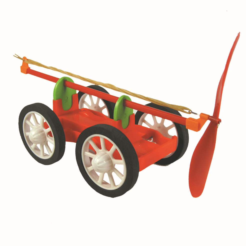 厂家直销青少年比赛实验器材橡皮筋动力小车螺旋桨车