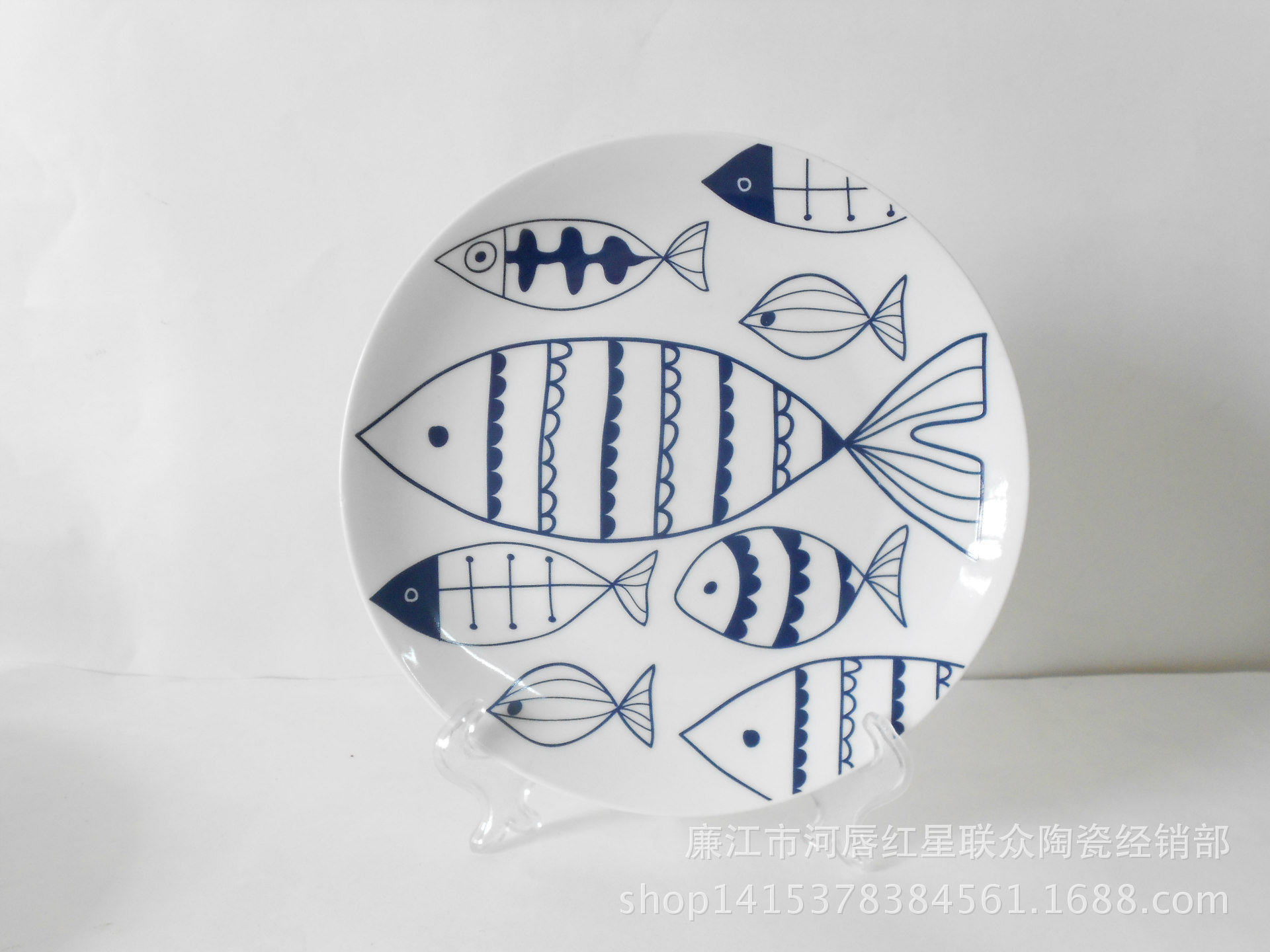外贸陶瓷盘子原创设计非洲象形纹样小鱼盘子酒店居家摆件装