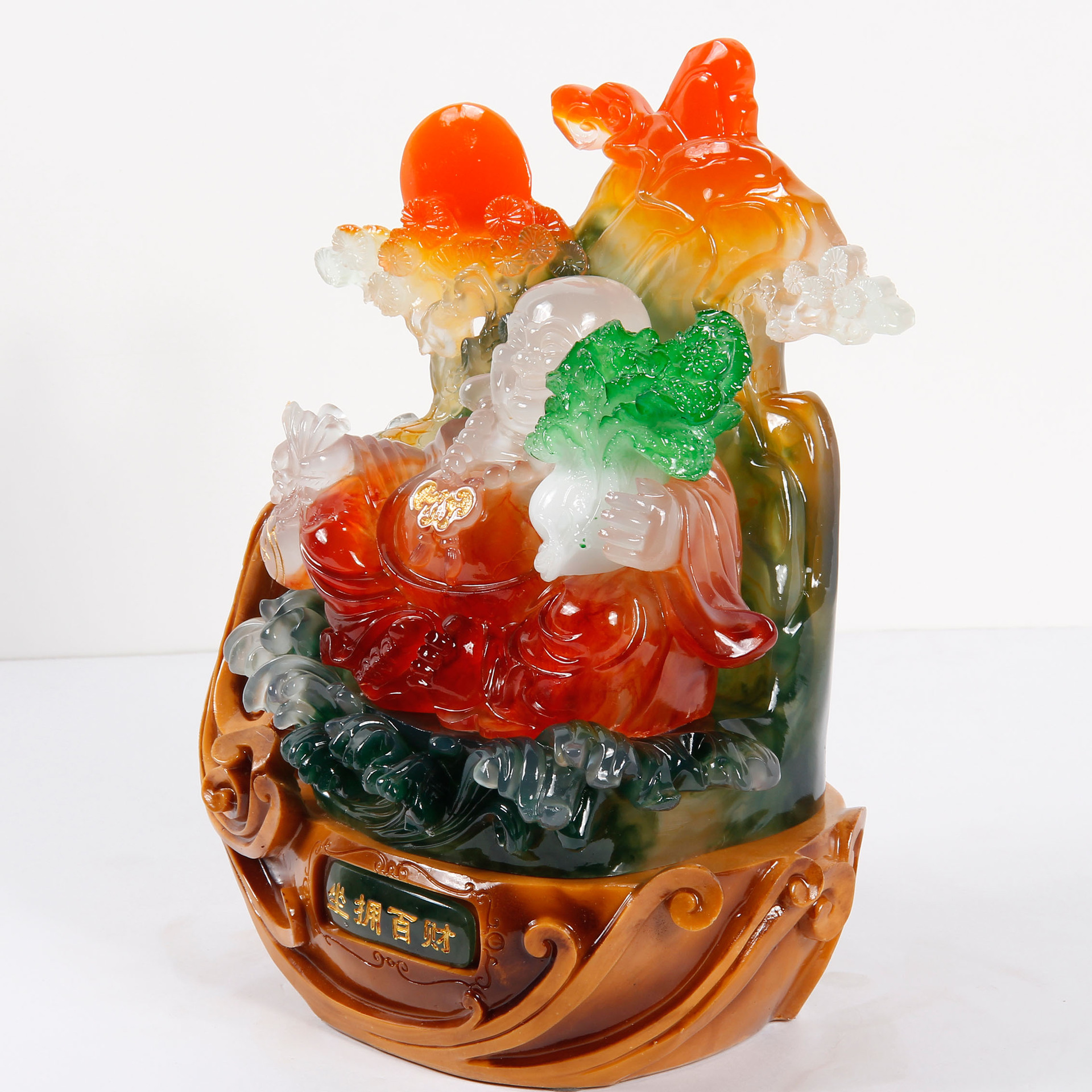 厂家直销树脂工艺品 仿玉礼品家居摆件 坐拥百财弥勒佛 辟邪金蟾