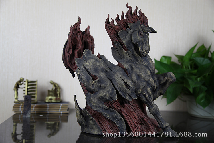 纯手工店铺开业创意招财摆件 陶瓷马工艺品 火龙驹摆件