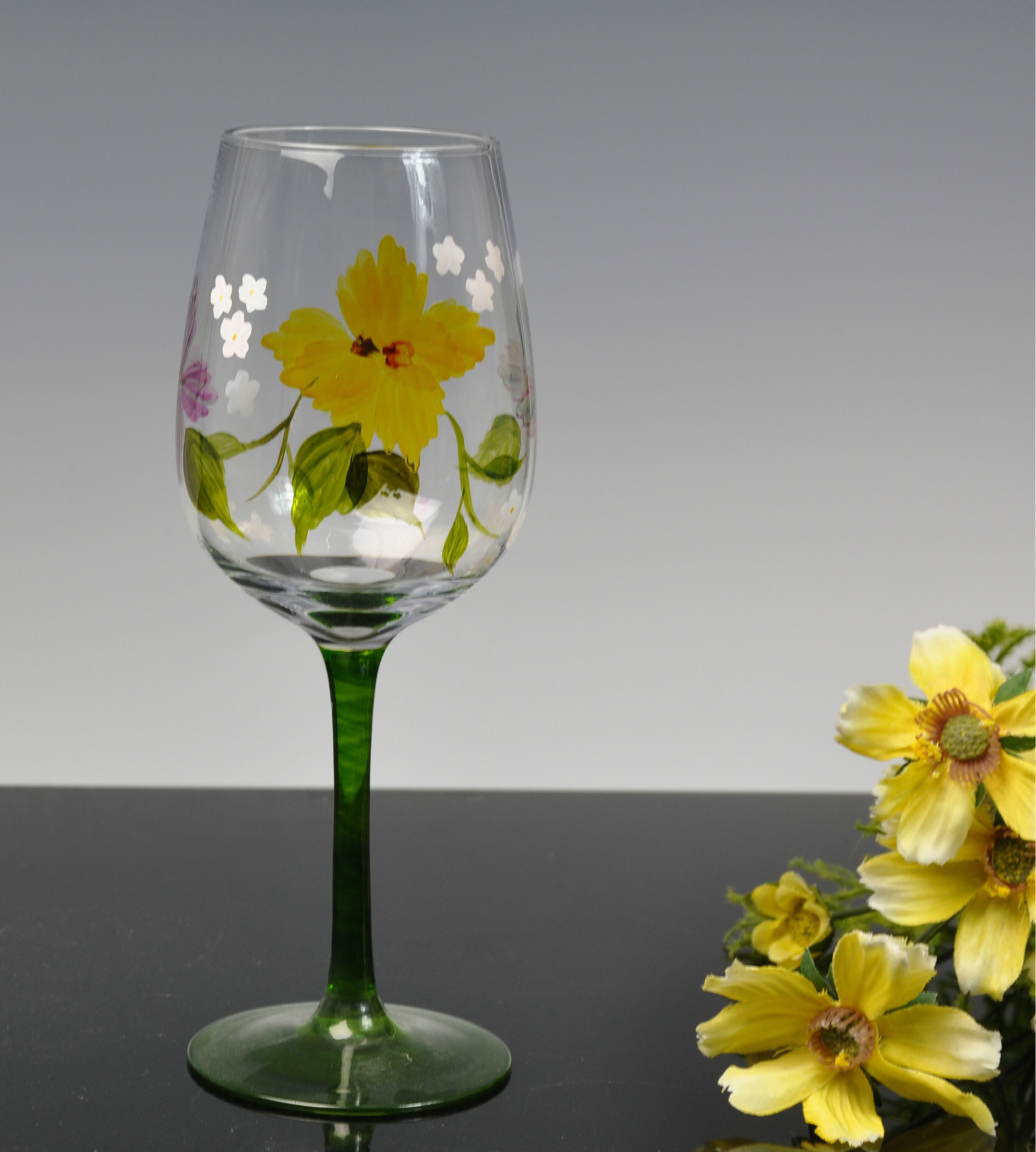 美国技术 人工手绘玻璃杯 彩绘杯 装饰彩