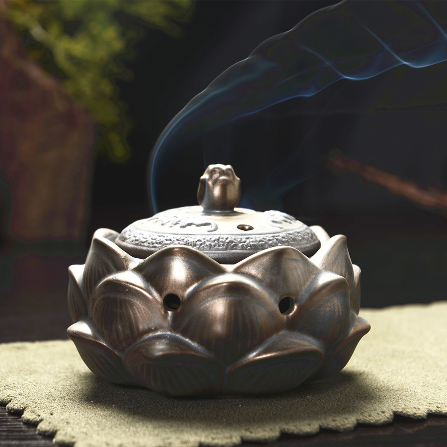 供应宗教祭祀法器仿古典铜香炉陶瓷福慧满圆盘香炉窑变汝瓷香薰炉