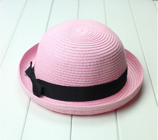 Hat Female Summer New Korean Style Curl Sun Shade Straw Hat Flanging Cute Dome Straw Hat Men's Fashion Beach Hat