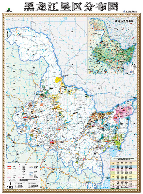 0成交2张黑龙江省 绥化市地图 行政区划 挂图￥80.