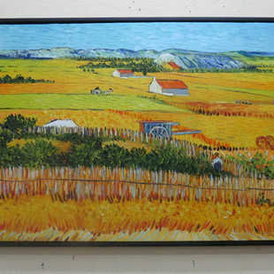 深圳厂家供应梵高丰收稻谷风景油画 纯手绘风景装饰油画