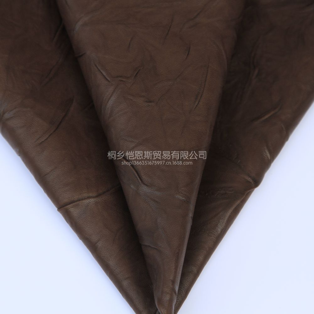 皮革厂家直销咖啡色折花水洗绵羊皮 服装皮料 头层真皮面料