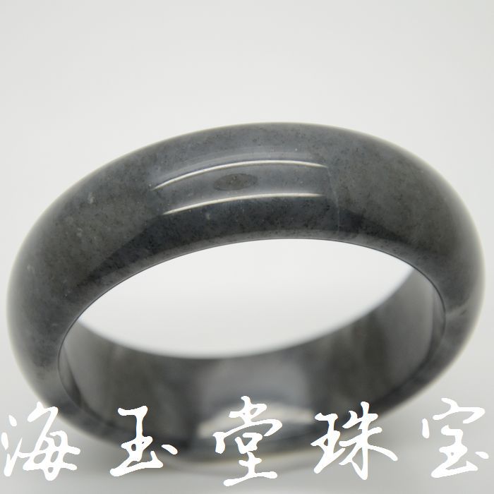 厂家直销新疆和田玉天然烟灰色玉石青花手镯批发 新疆天然玉器