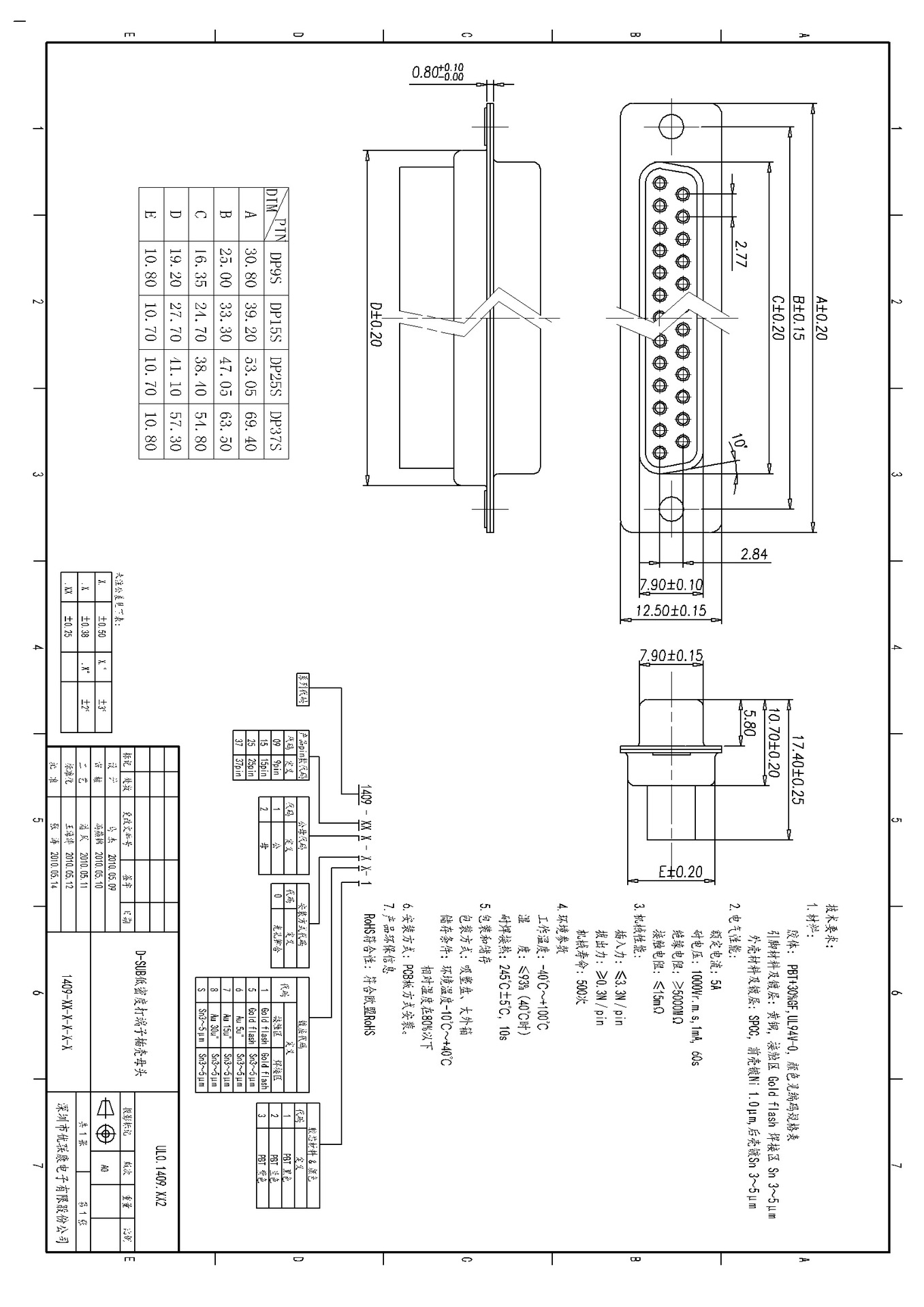 db15pin打线式公头 两排15pin打端子连接器 低密度15pin公座