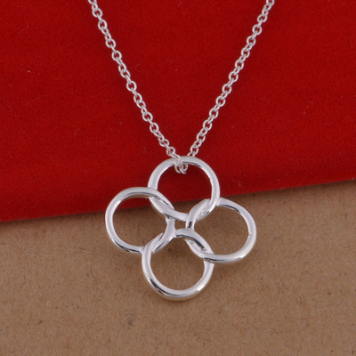 镀925纯银项链 韩版流行 四环相扣项链 外贸饰品批发 大量现货