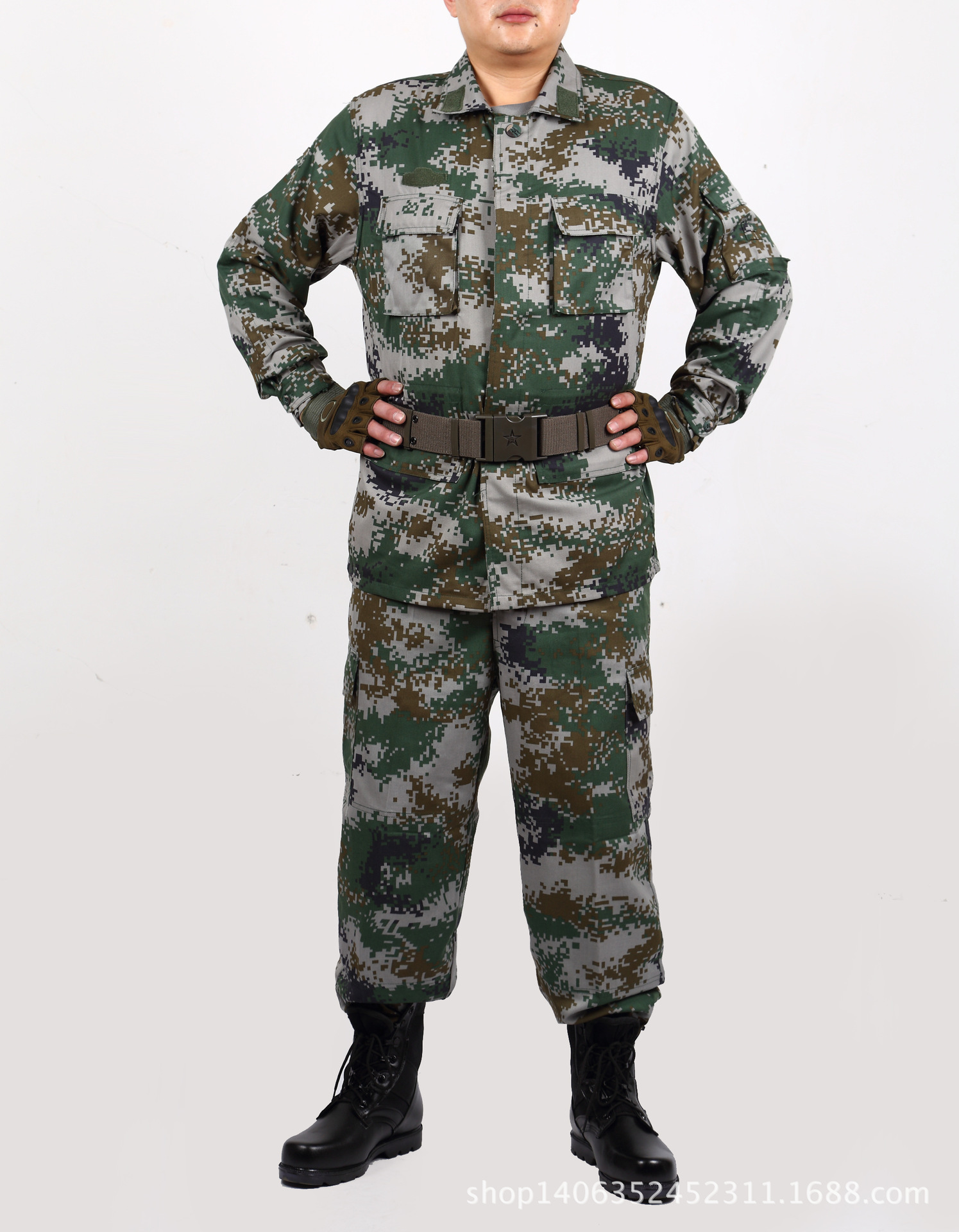 新品低价批发07林地夏作训迷彩服 迷彩服长袖套装男士迷彩服.