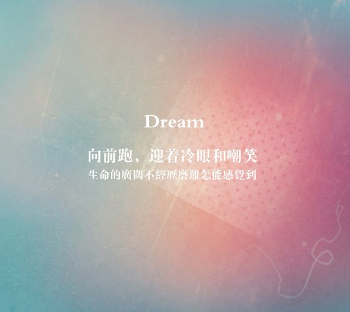 向前跑,迎着冷眼和嘲笑,生命的广阔不经历磨难怎么能感觉到?