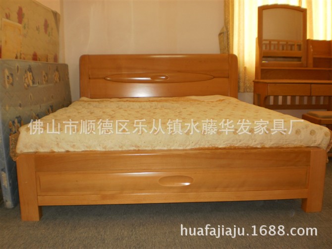 厂家直销木床德国榉木高箱储物床实木床1.8 米纯实木双人床特价