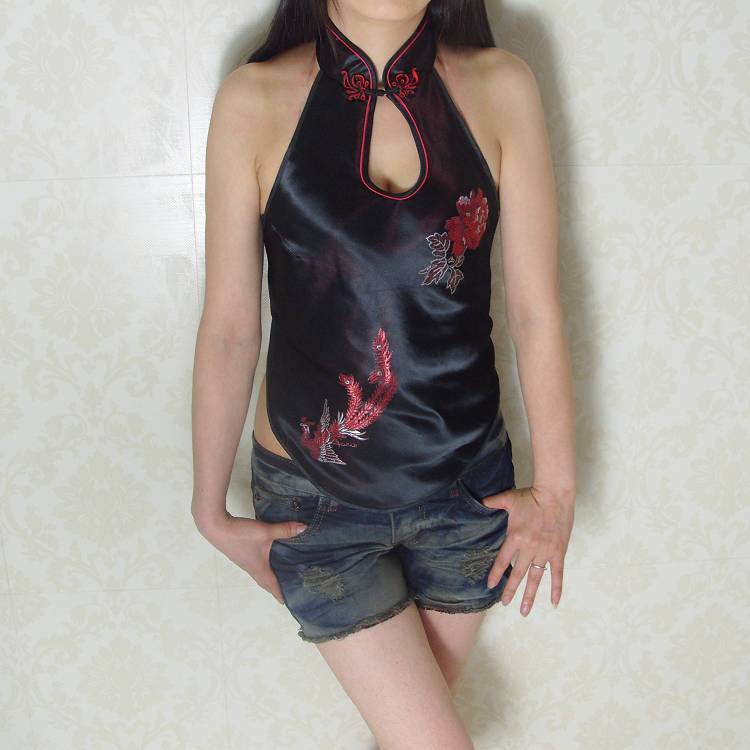 一件代发火辣诱惑性感女士内衣黑色黑凤成人高领肚兜免费加盟