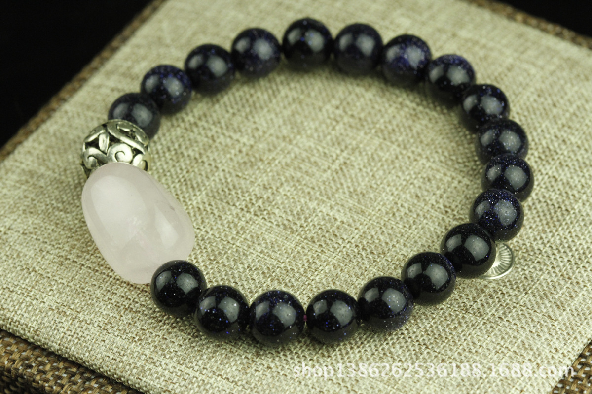 优惠低价批发蓝沙晶配粉晶手串