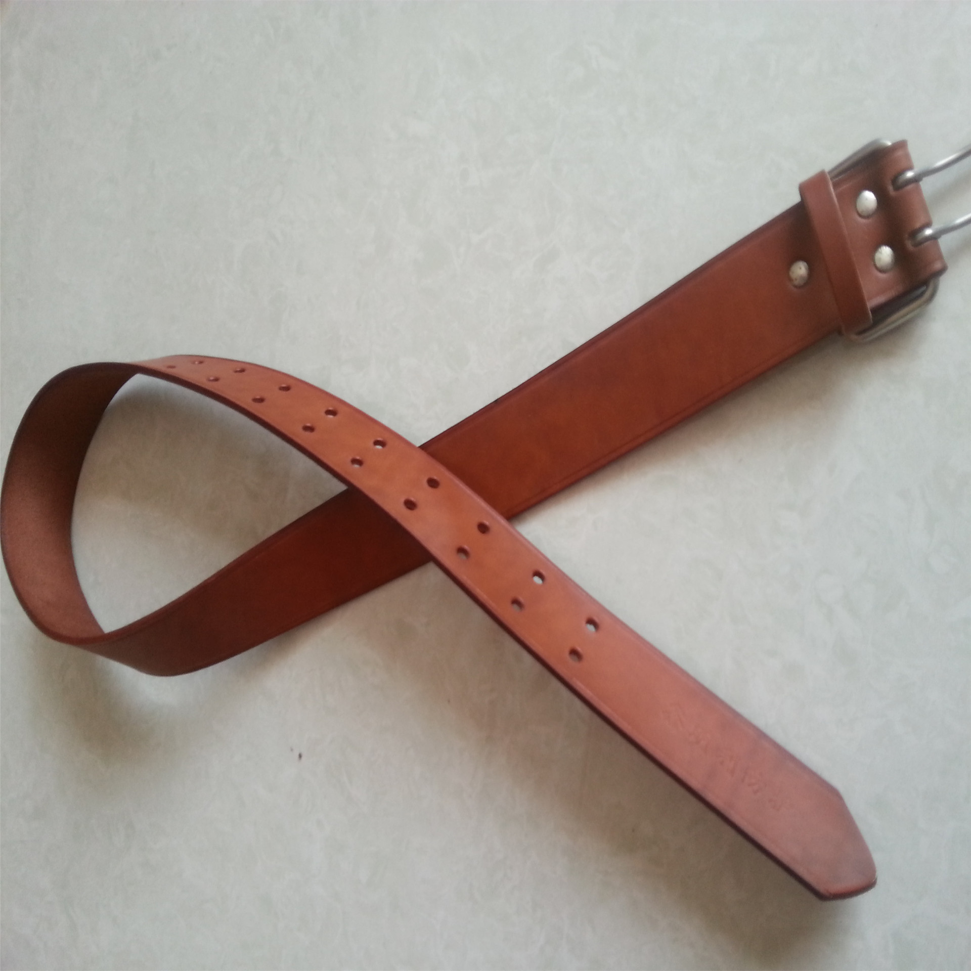 促销牛皮电工皮带 头层双眼针扣电工腰带 矿工腰带 高级电工带