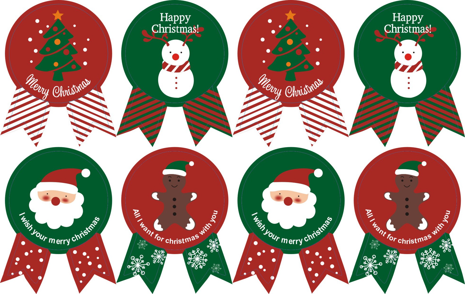 烘焙包装 圣诞节老人树雪人姜饼麋封口贴纸 饼干袋蛋糕盒贴8枚