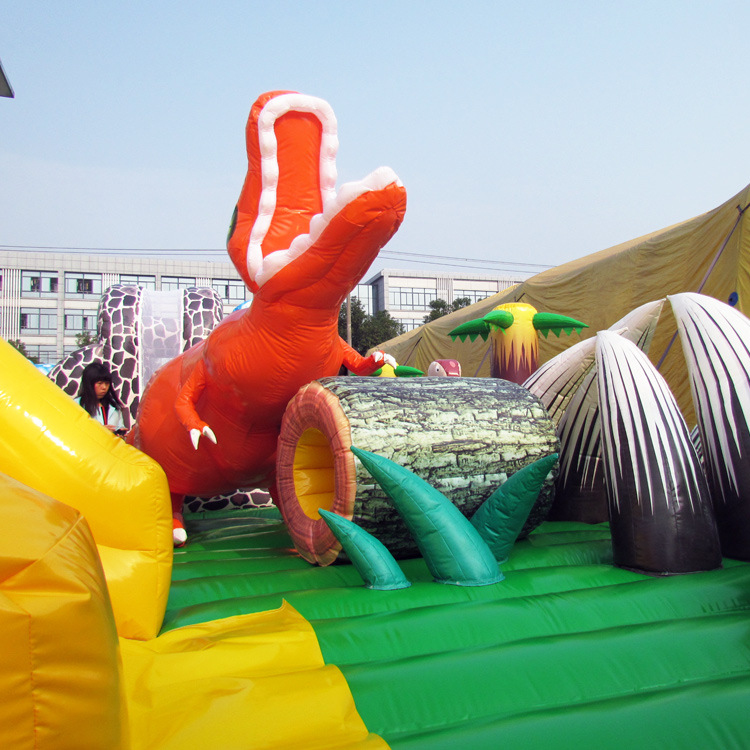 厂家直销可移动游乐设备儿童恐龙乐园充气城堡 设计益智淘气堡