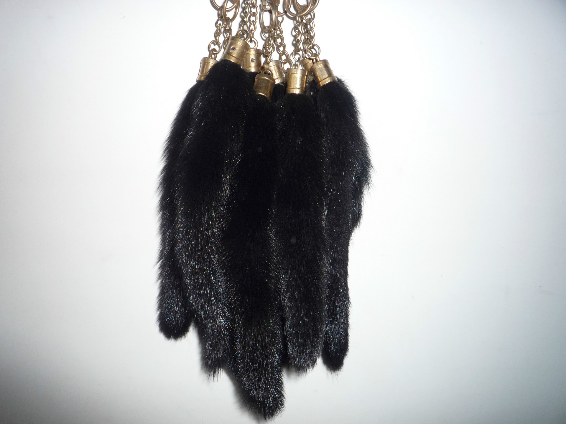 黑色水貂尾巴 包包手机钥匙皮草挂件 长 12-15厘米